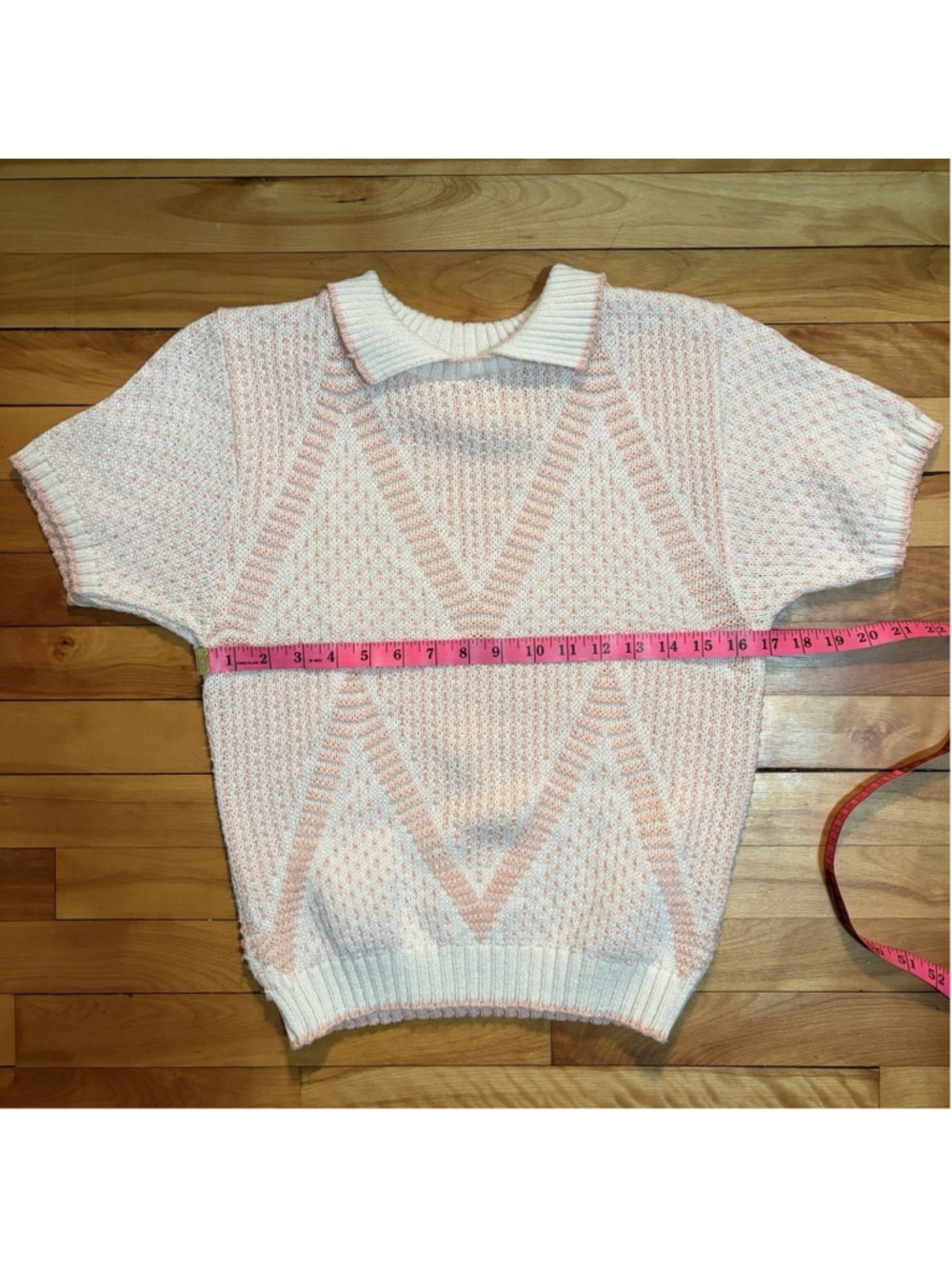 Vintage 80s Pink Pastel Knit Polo - Size Small - Picture 4 of 8